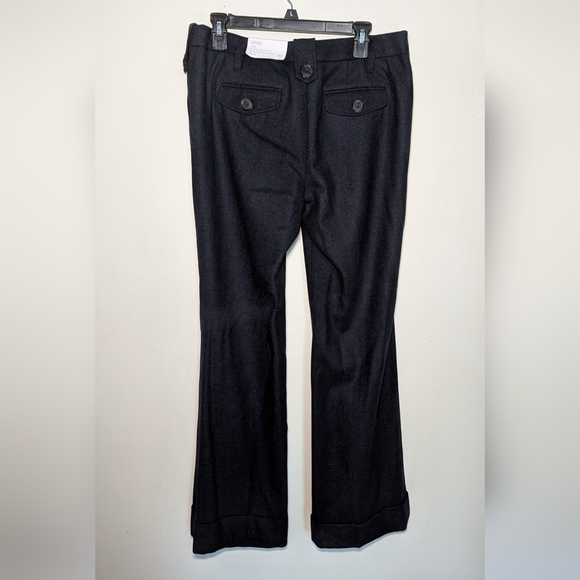 NEW Ann Taylor Loft Ann Classic Wool Wide Leg Navy Pants Herringbone Cuffed 10 - Picture 6 of 8